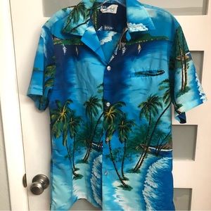 Vintage Kolekole 70’s Polyester Palm Tree Hawaiian Shirt EUC